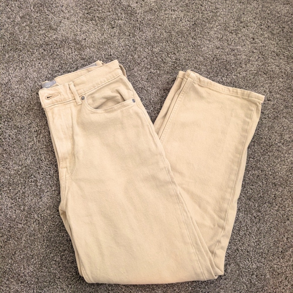 Everlane Straight Leg Jeans in Light Beige